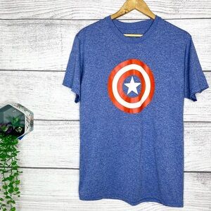 Marvel Captain America Superhero T-Shirt Men’s Size Medium Blue Red & White